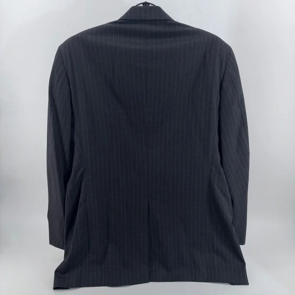 Brooks Brothers 1818 Madison Suit Mens 43L 37W Black Pinstripe Wool 2 Button